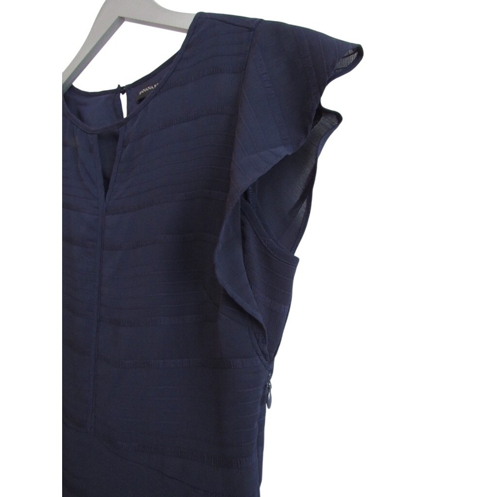 Banana Republic Navy Flutter Sleeve Fit & Flare Dress Size 6 Career Chic - Picture 4 of 5